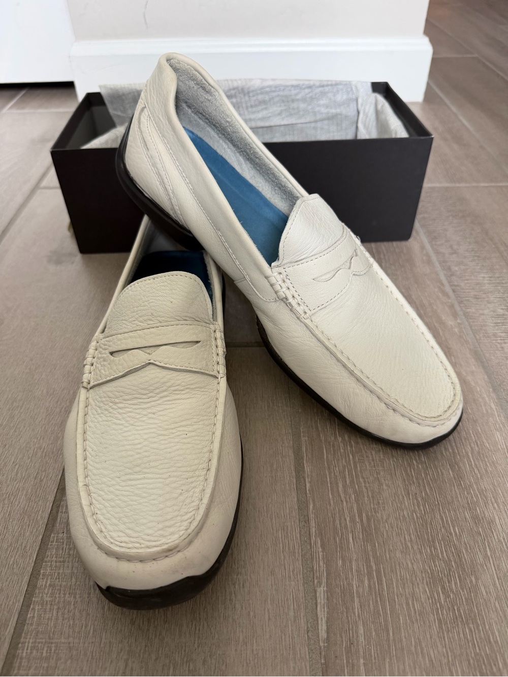 Rockport Cream Leather Slip-On Penny Loafers- 12W